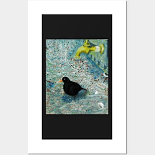 Blackbird Lord Howe Island, painting by Geoff Hargraves Posters and Art